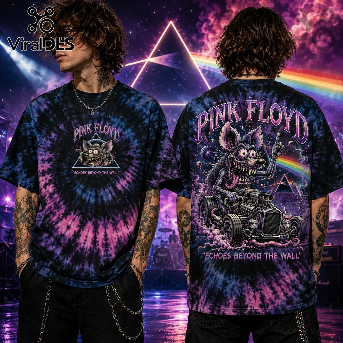 Pink Floyd Echoes Beyond The Wall Tie Dye T-Shirt Pink Floyd Echoes Beyond The Wall Tie Dye T-Shirt