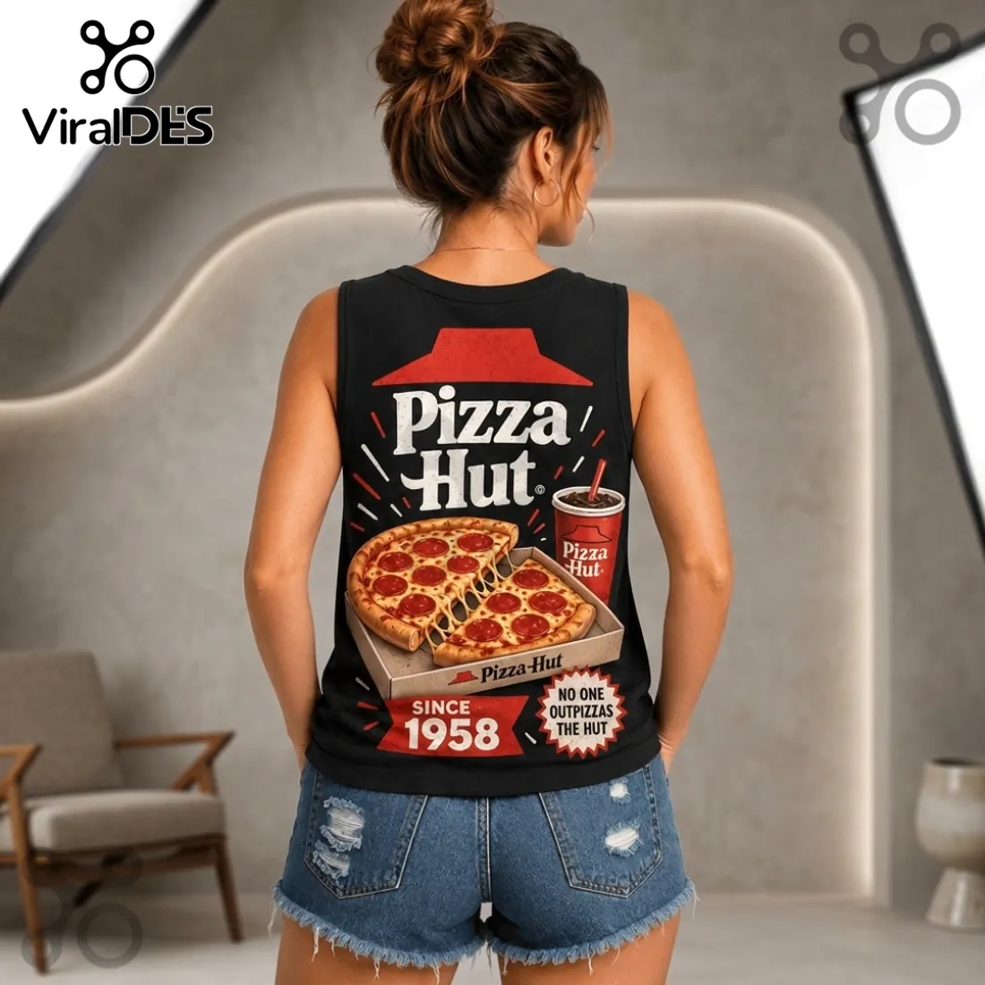 Pizza Hut 1958 Vintage Logo V-Neck Tank Top Pizza Hut 1958 Vintage Logo V-Neck Tank Top