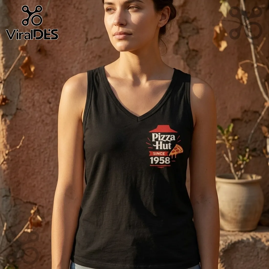 Pizza Hut 1958 Vintage Logo V-Neck Tank Top Pizza Hut 1958 Vintage Logo V-Neck Tank Top