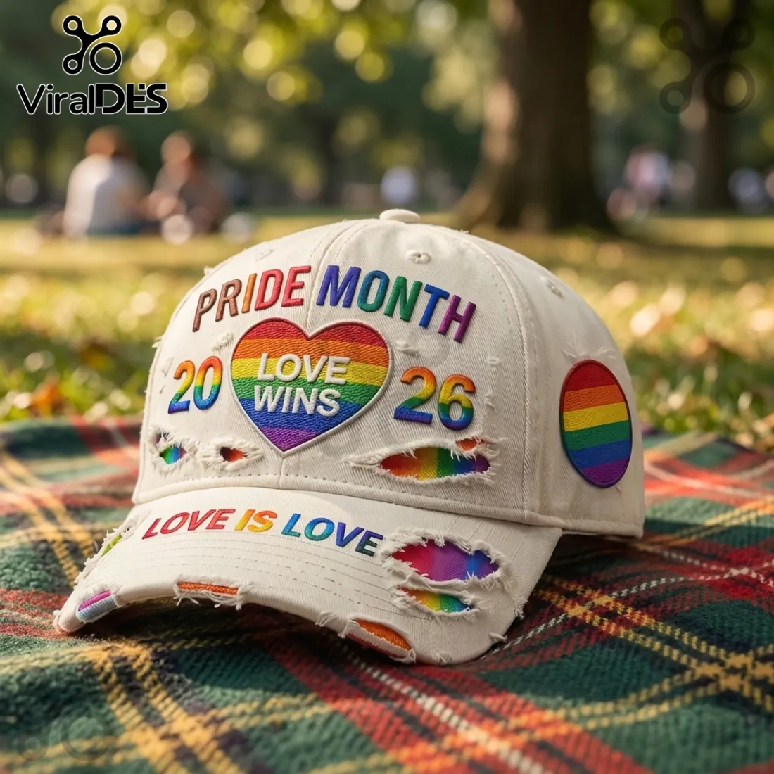 Pride Month 2026 Rainbow Embroidered Distressed Cap Pride Month 2026 Rainbow Embroidered Distressed Cap