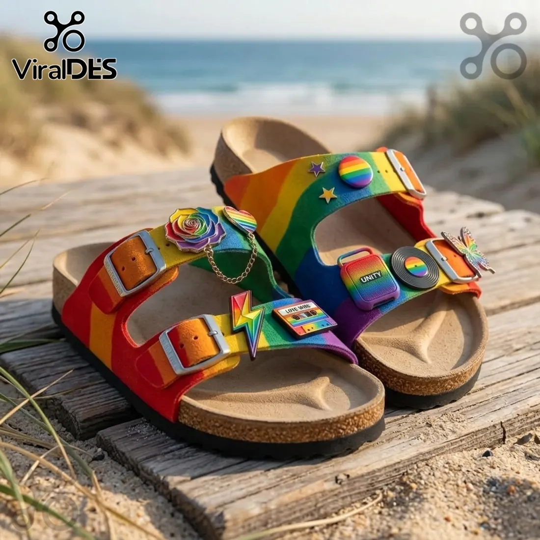 Pride Month Rainbow Cork Footbed Sandal Birken Pride Month Rainbow Cork Footbed Sandal Birken