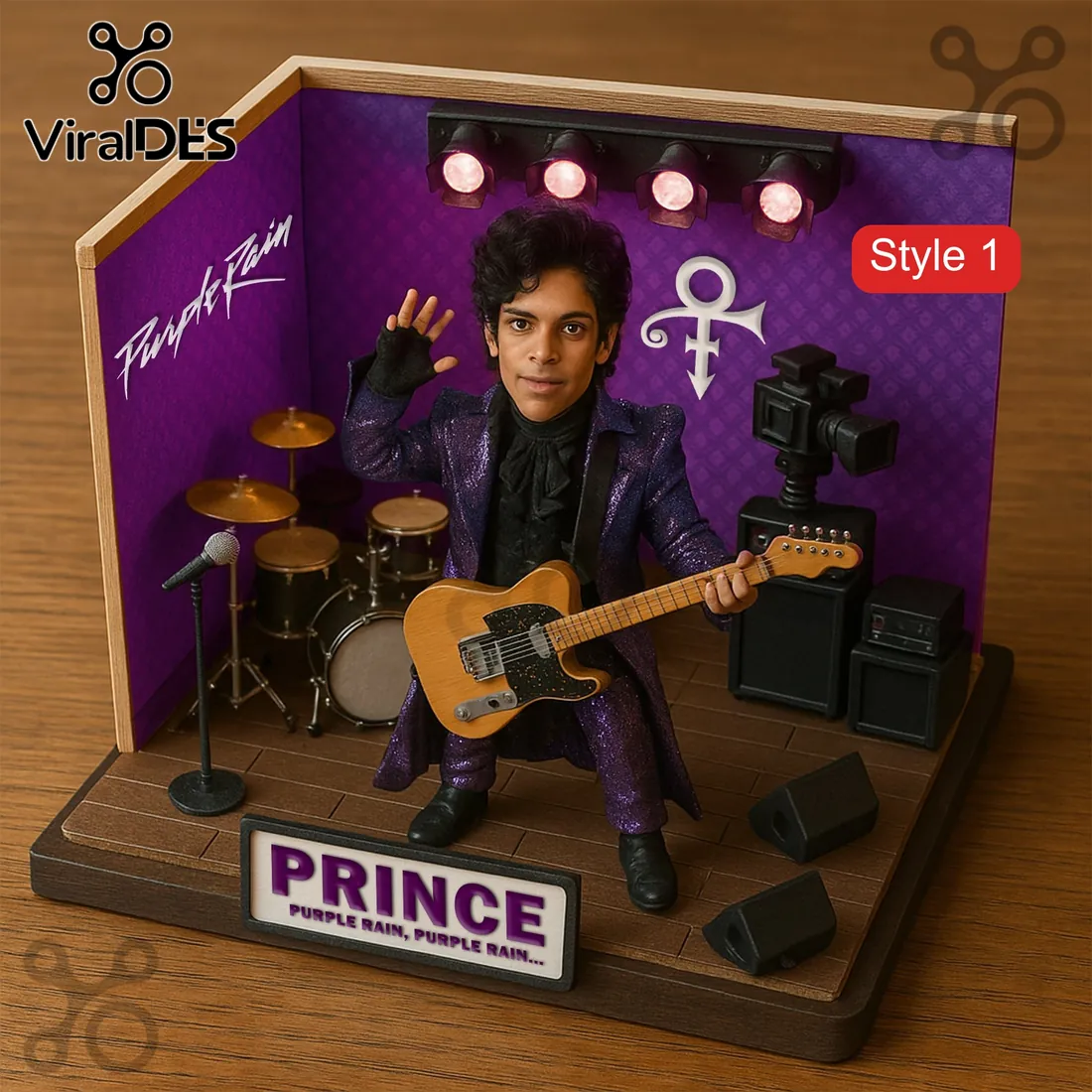 Prince Purple Rain Diorama Desktop Figurine Prince Purple Rain Diorama Desktop Figurine