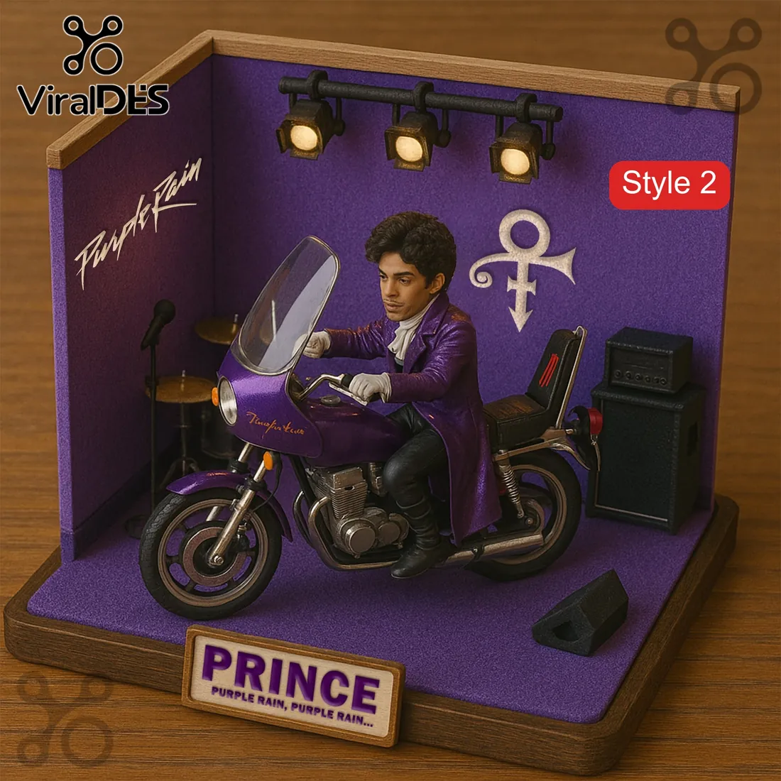 Prince Purple Rain Diorama Desktop Figurine Prince Purple Rain Diorama Desktop Figurine