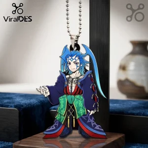Final Fantasy X Seymour Guado acrylic car ornament featuring a character illustration hanging from a silver ball chain.