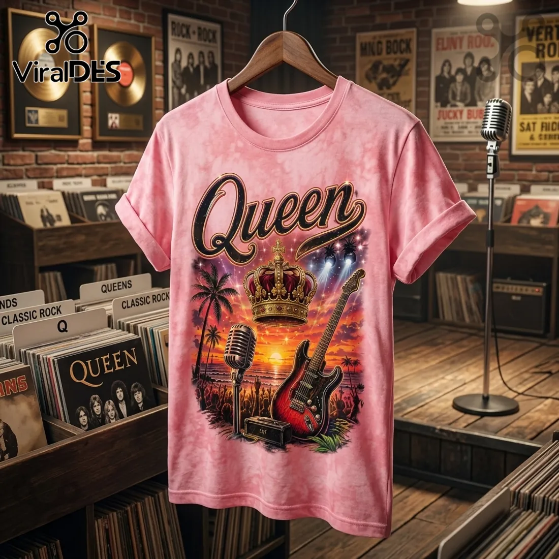 Queen We Are The Champions Pink T-Shirt Queen We Are The Champions Pink T-Shirt