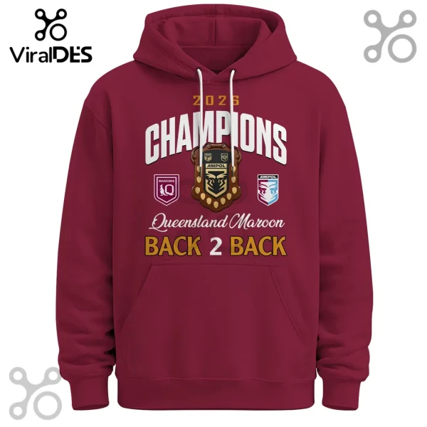 Queensland Maroons 2026 Back To Back Champions Hoodie - Viraldes Store