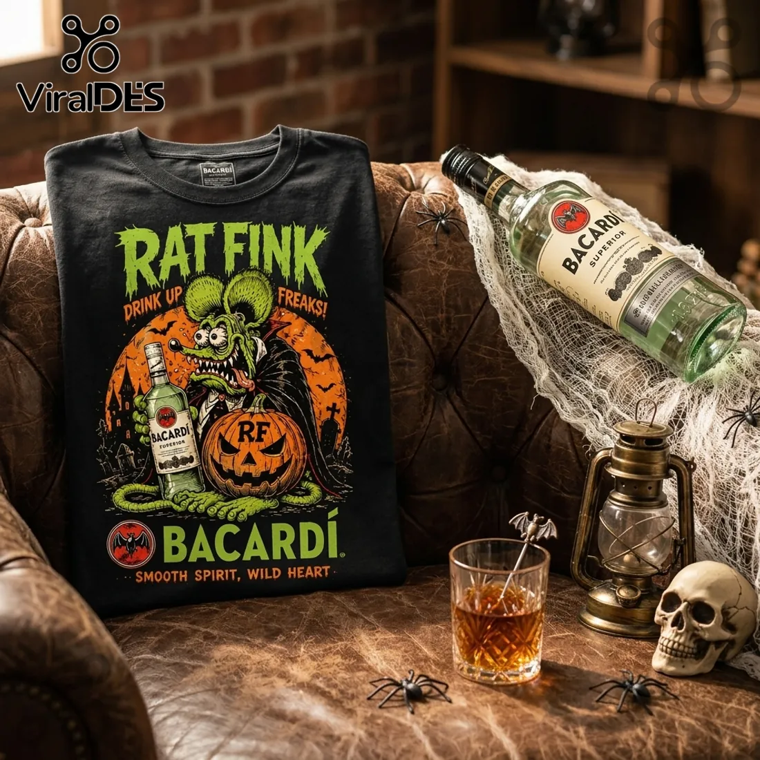 Rat Fink Bacardi Halloween Vintage Mascot T-Shirt Rat Fink Bacardi Halloween Vintage Mascot T-Shirt