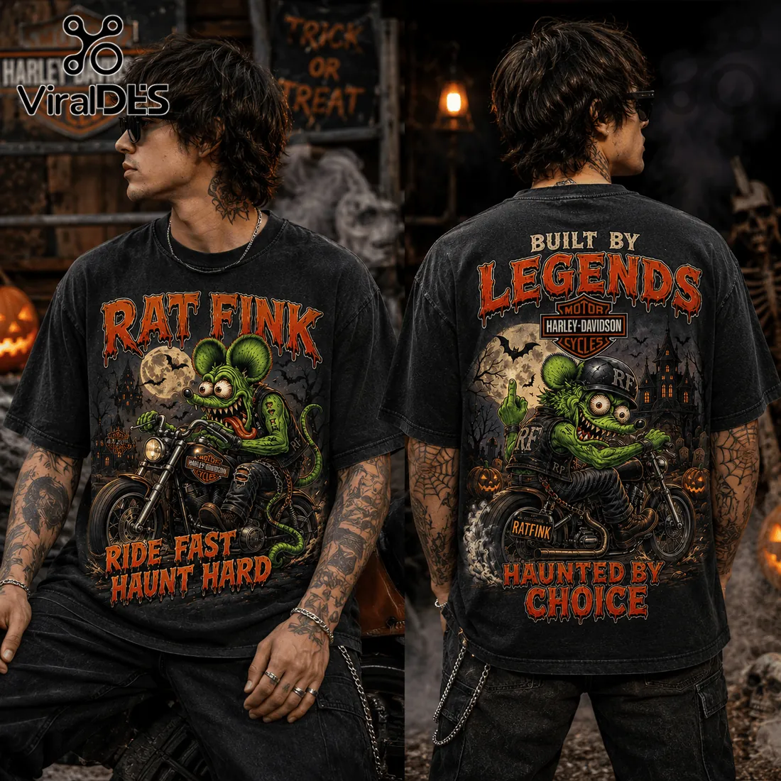 Rat Fink Biker Halloween Harley-Davidson T-Shirt Rat Fink Biker Halloween Harley-Davidson T-Shirt