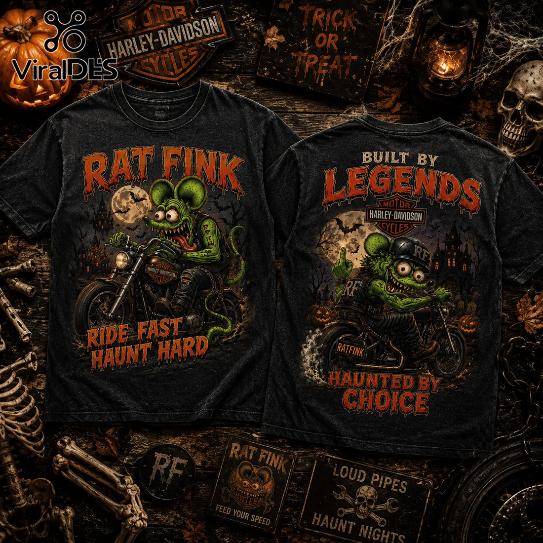 Rat Fink Biker Halloween Harley-Davidson T-Shirt Rat Fink Biker Halloween Harley-Davidson T-Shirt