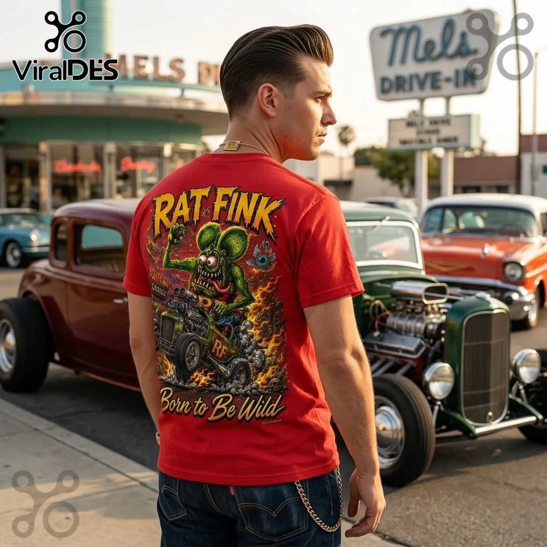 Rat Fink Born To Be Wild Red T-Shirt Rat Fink Born To Be Wild Red T-Shirt
