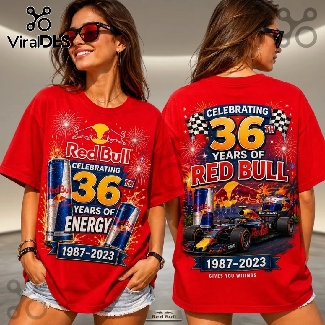 Red Bull 36 Years Anniversary Red T-Shirt Red Bull 36 Years Anniversary Red T-Shirt