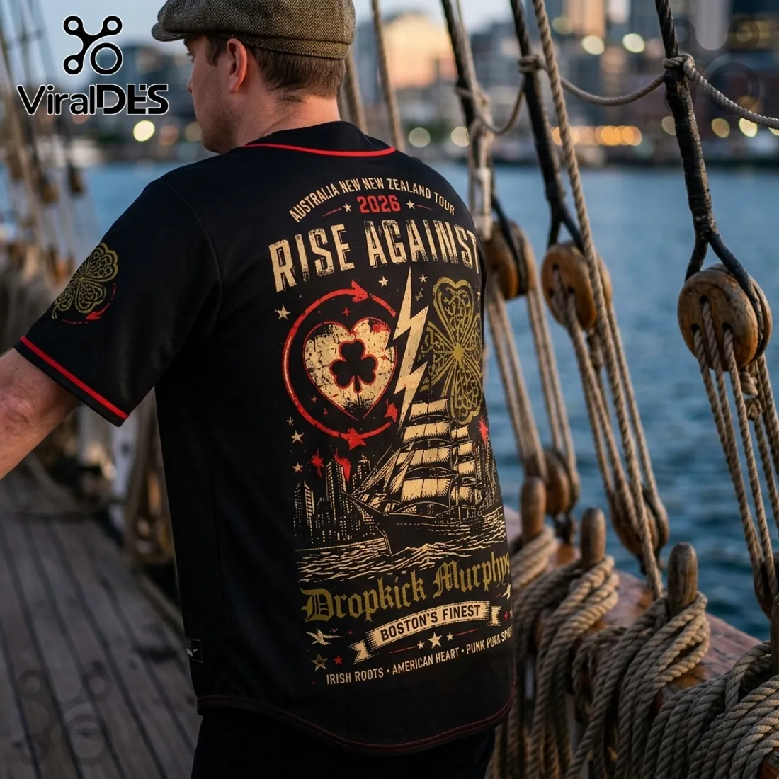 Rise Against x Dropkick Murphys 2026 Tour Black Baseball Jersey Rise Against x Dropkick Murphys 2026 Tour Black Baseball Jersey