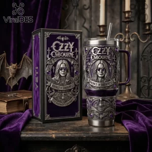 Ozzy Osbourne Prince of Darkness Embossed Stainless Steel Tumbler