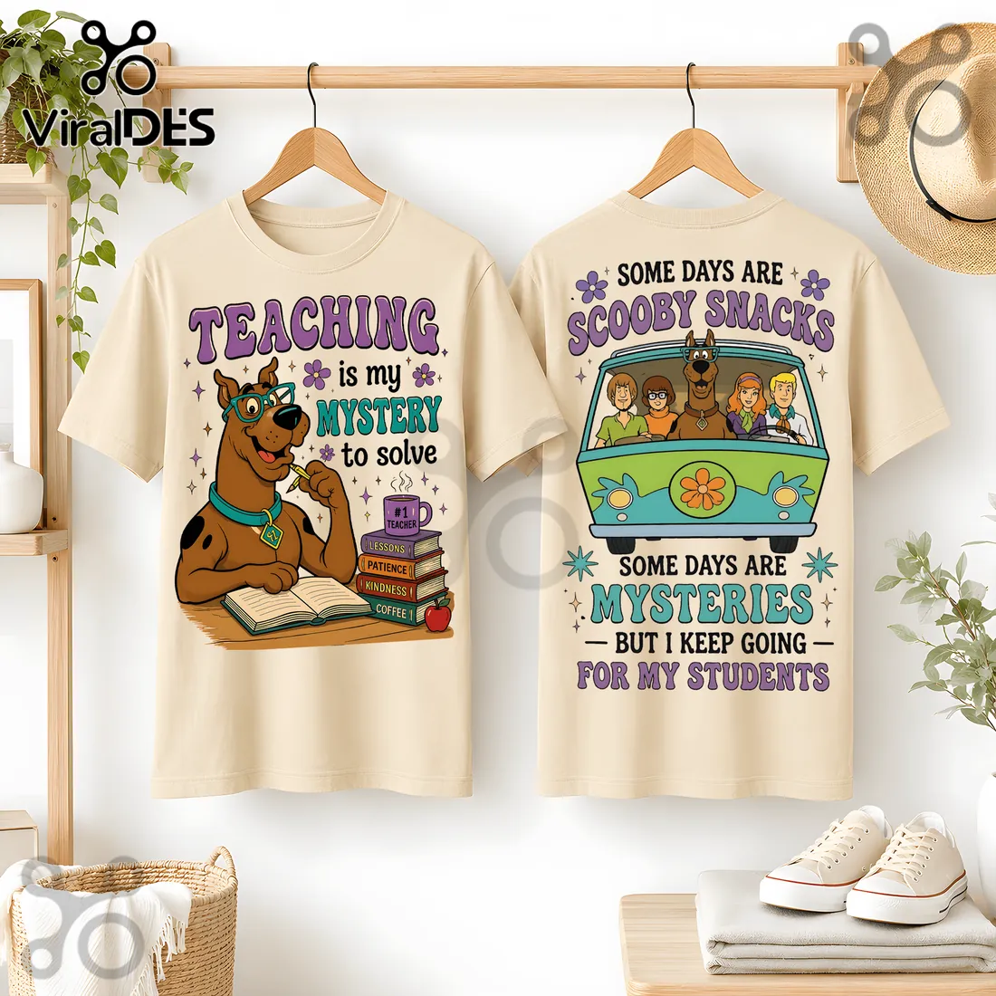 Scooby-Doo Teacher Mystery Solved Beige T-Shirt Scooby-Doo Teacher Mystery Solved Beige T-Shirt