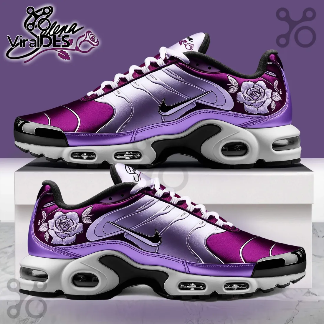 Selena Floral Purple Air Max Running Sneakers Selena Floral Purple Air Max Running Sneakers