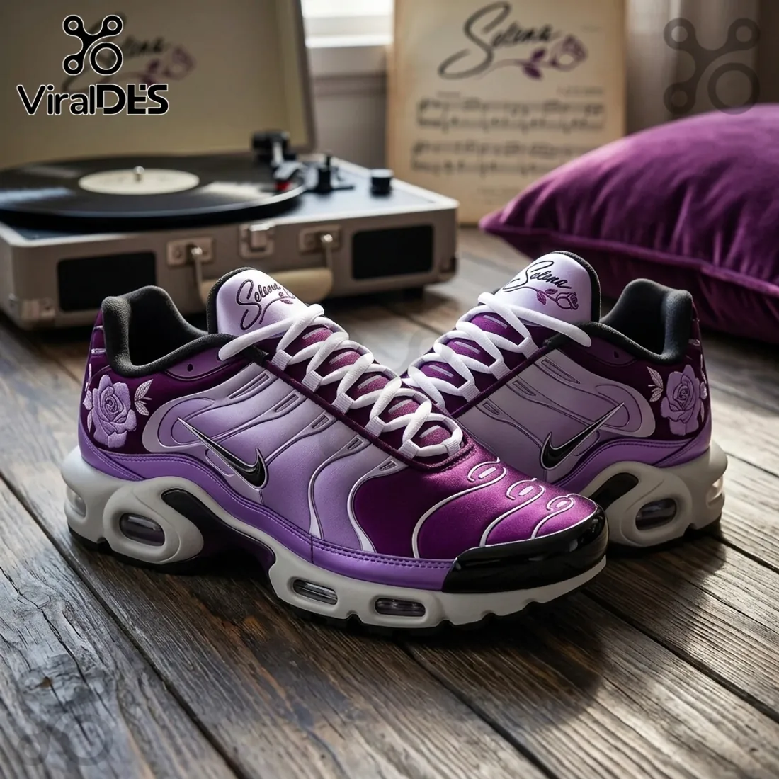 Selena Floral Purple Air Max Running Sneakers Selena Floral Purple Air Max Running Sneakers