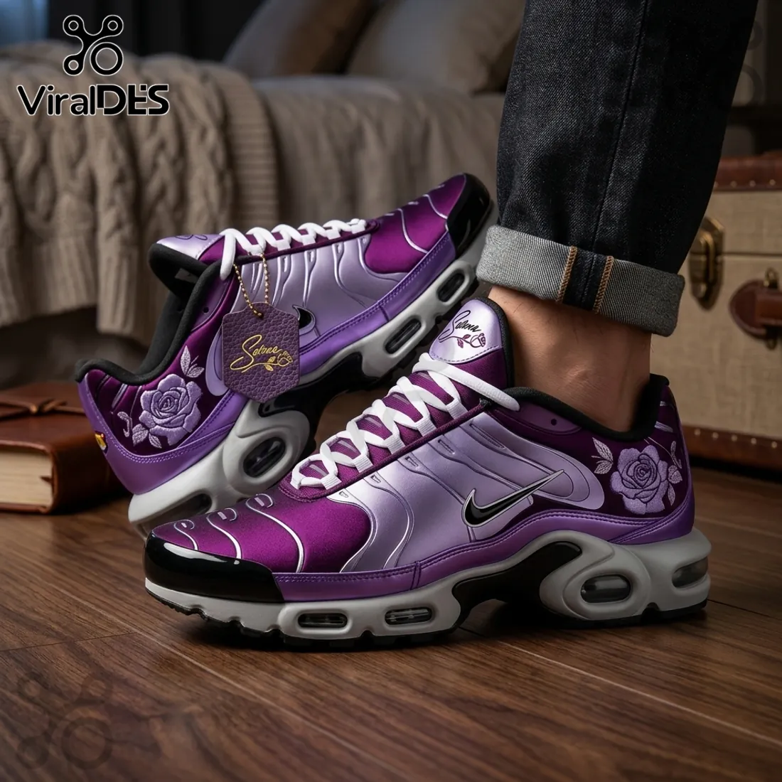 Selena Floral Purple Air Max Running Sneakers Selena Floral Purple Air Max Running Sneakers