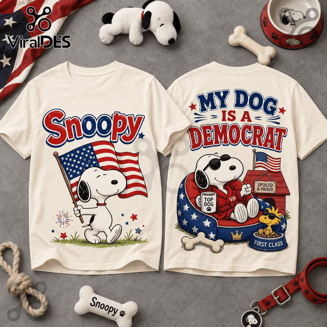 Snoopy American Flag Democrat Mascot T-Shirt Snoopy American Flag Democrat Mascot T-Shirt