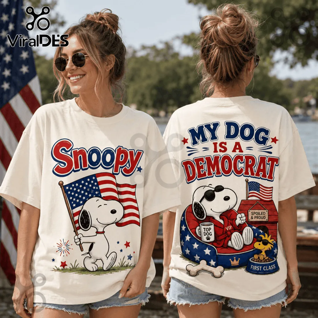 Snoopy American Flag Democrat Mascot T-Shirt Snoopy American Flag Democrat Mascot T-Shirt