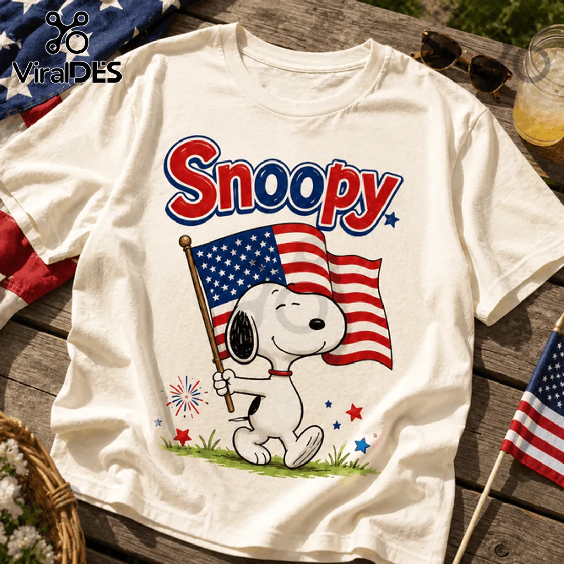 Snoopy American Flag Democrat Mascot T-Shirt Snoopy American Flag Democrat Mascot T-Shirt