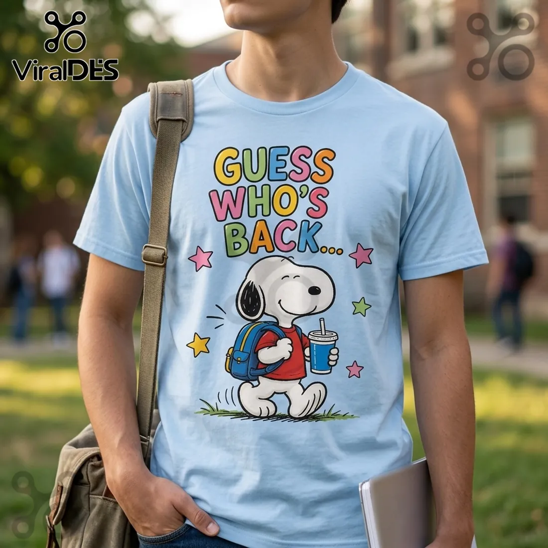 Snoopy and Woodstock Back to School Light Blue T-Shirt Snoopy and Woodstock Back to School Light Blue T-Shirt