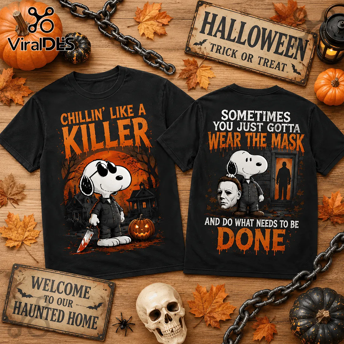 Snoopy Halloween Michael Myers Chillin Killer T-Shirt Snoopy Halloween Michael Myers Chillin Killer T-Shirt