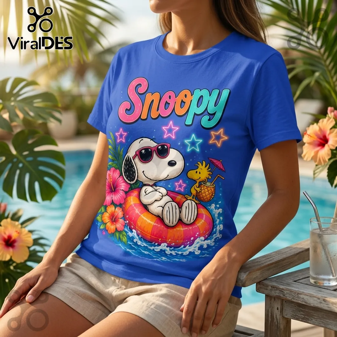 Snoopy Hotter Than Summer Sun Blue T-Shirt Snoopy Hotter Than Summer Sun Blue T-Shirt
