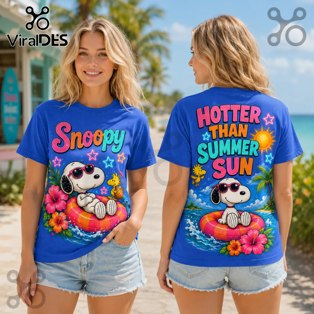 Snoopy Hotter Than Summer Sun Blue T-Shirt Snoopy Hotter Than Summer Sun Blue T-Shirt