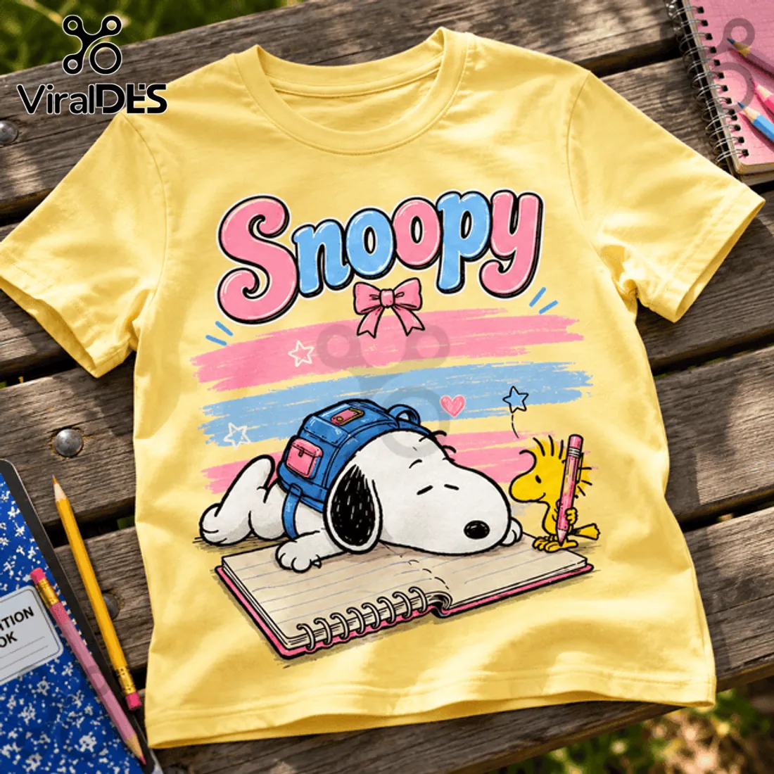 Snoopy One School Year Later Yellow Cotton T-Shirt Snoopy One School Year Later Yellow Cotton T-Shirt