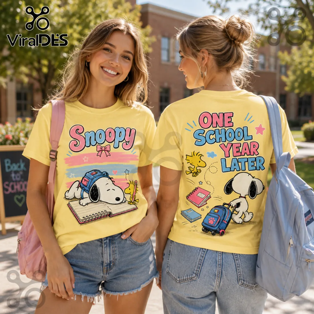 Snoopy One School Year Later Yellow Cotton T-Shirt Snoopy One School Year Later Yellow Cotton T-Shirt