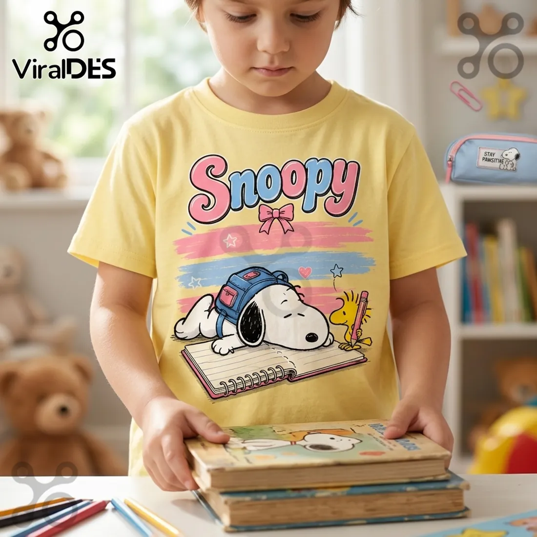 Snoopy One School Year Later Yellow Cotton T-Shirt Snoopy One School Year Later Yellow Cotton T-Shirt
