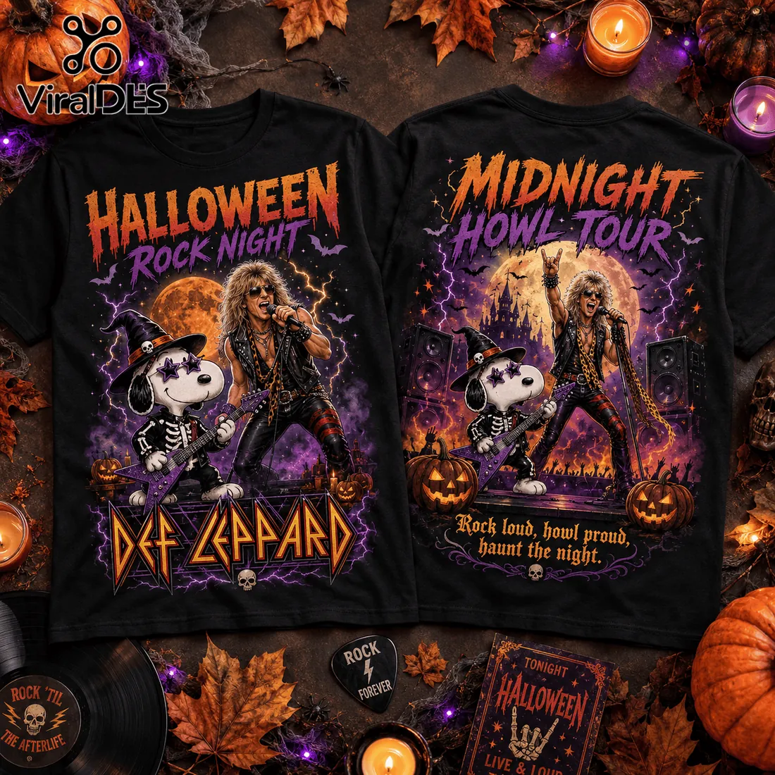 Snoopy x Def Leppard Midnight Howl Halloween T-Shirt Snoopy x Def Leppard Midnight Howl Halloween T-Shirt