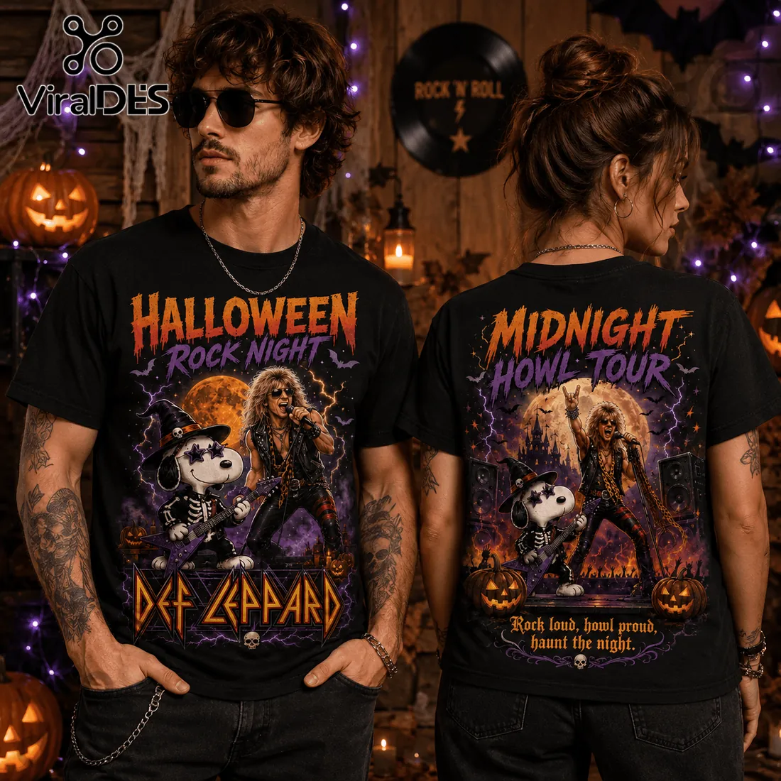 Snoopy x Def Leppard Midnight Howl Halloween T-Shirt Snoopy x Def Leppard Midnight Howl Halloween T-Shirt