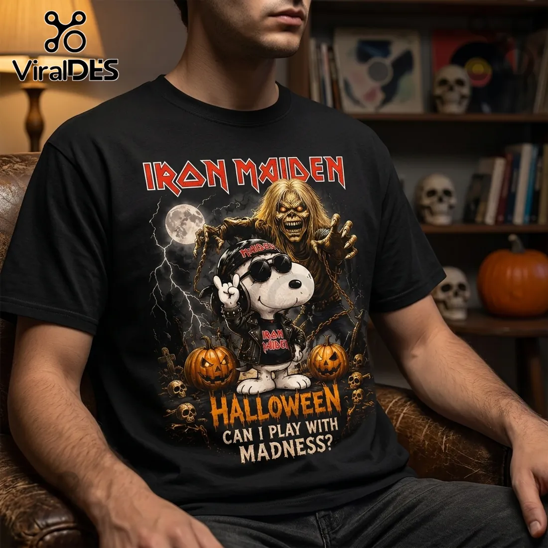 Snoopy x Iron Maiden Halloween Black T-Shirt Snoopy x Iron Maiden Halloween Black T-Shirt