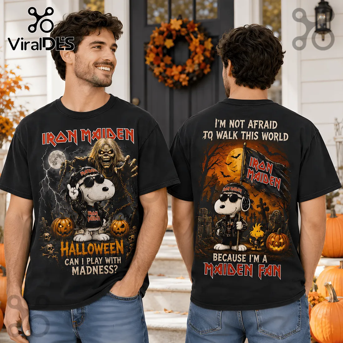 Snoopy x Iron Maiden Halloween Black T-Shirt Snoopy x Iron Maiden Halloween Black T-Shirt