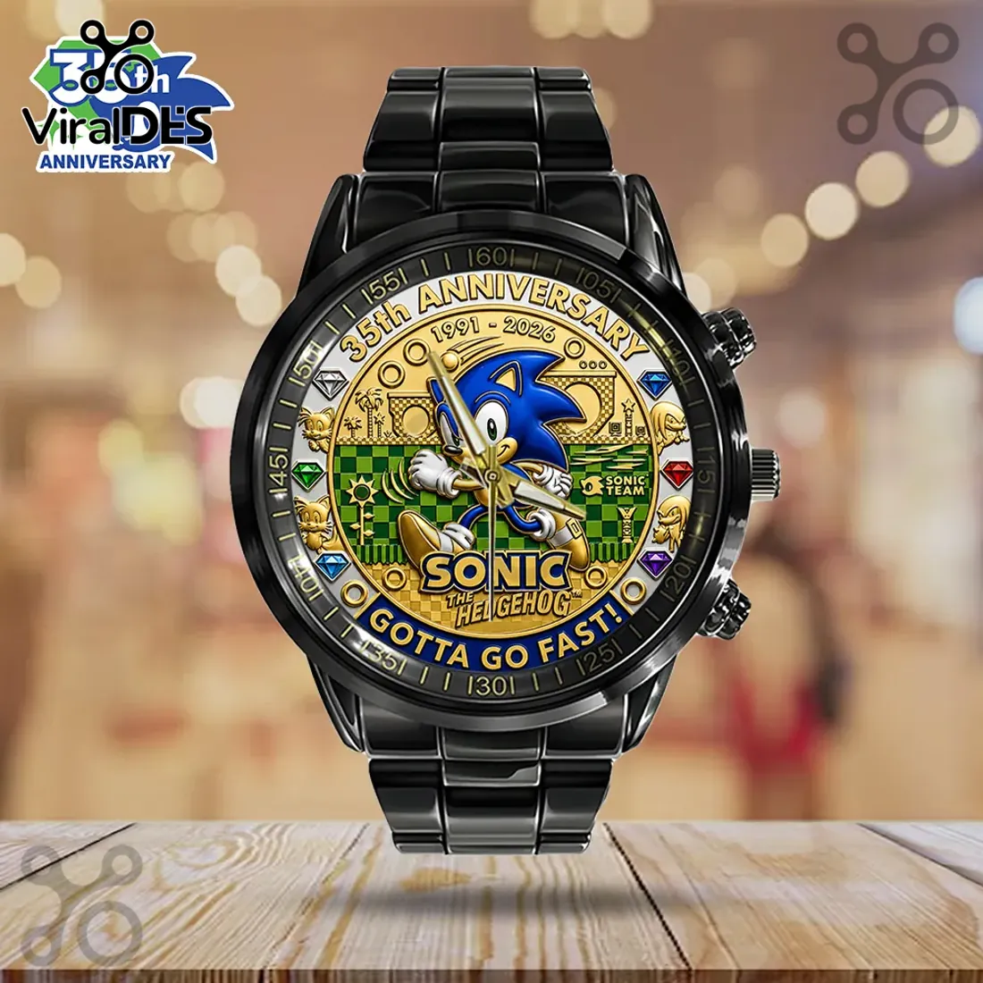Sonic the Hedgehog 35th Anniversary Black Stainless Steel Watch Sonic the Hedgehog 35th Anniversary Black Stainless Steel Watch