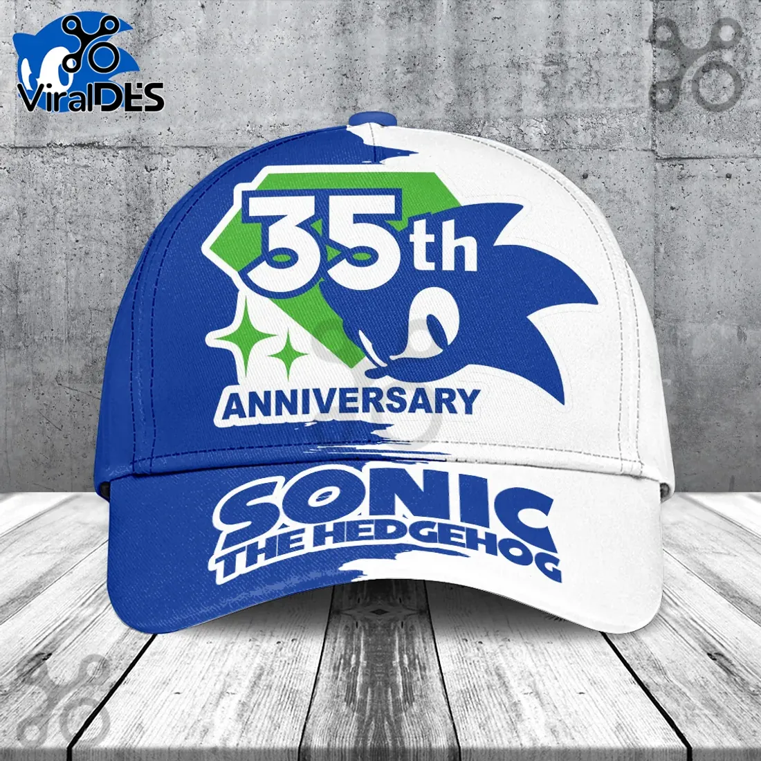 Sonic the Hedgehog 35th Anniversary Blue and White Baseball Cap Sonic the Hedgehog 35th Anniversary Blue and White Baseball Cap