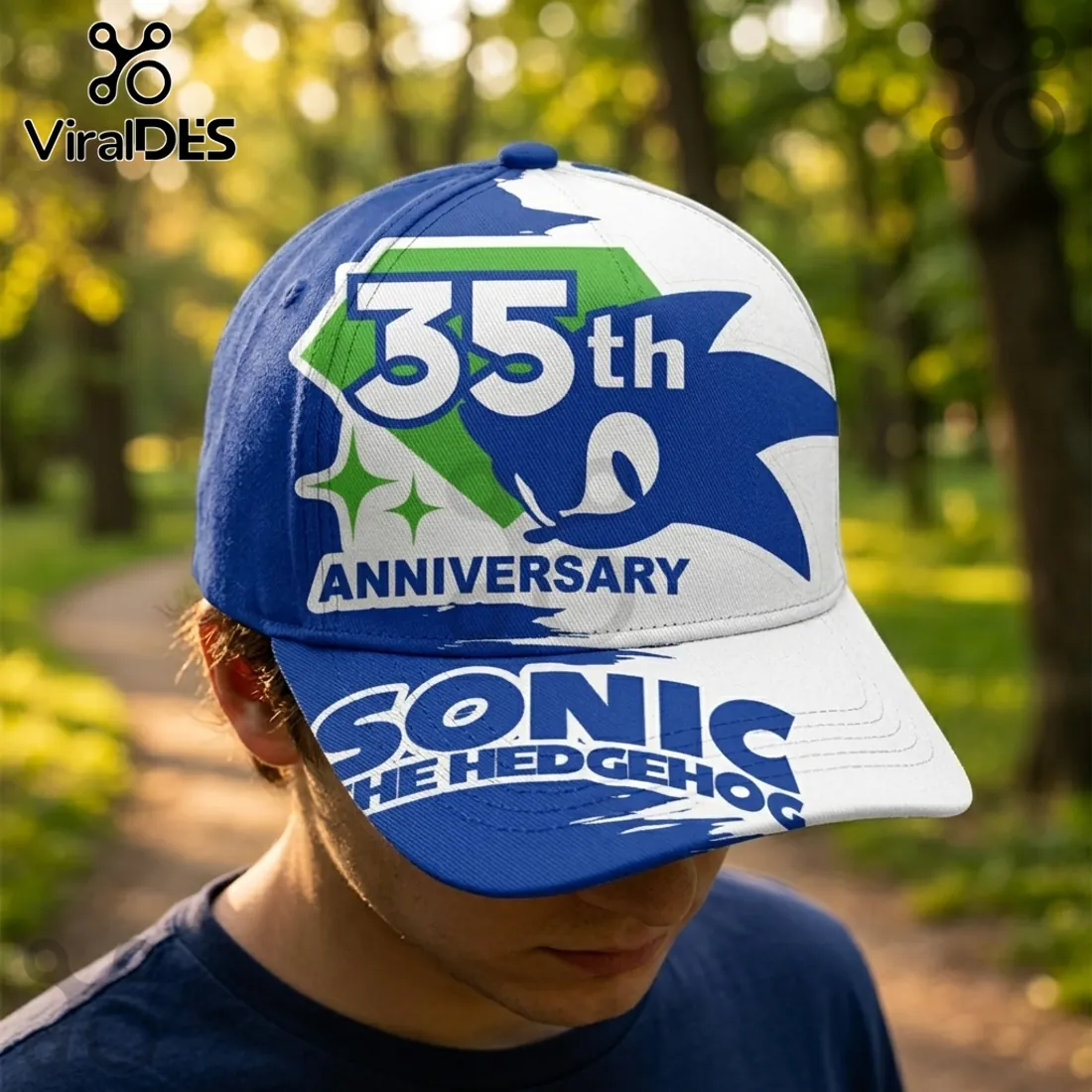 Sonic the Hedgehog 35th Anniversary Blue and White Baseball Cap Sonic the Hedgehog 35th Anniversary Blue and White Baseball Cap