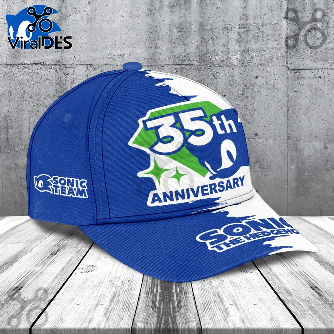 Sonic the Hedgehog 35th Anniversary Blue and White Baseball Cap Sonic the Hedgehog 35th Anniversary Blue and White Baseball Cap