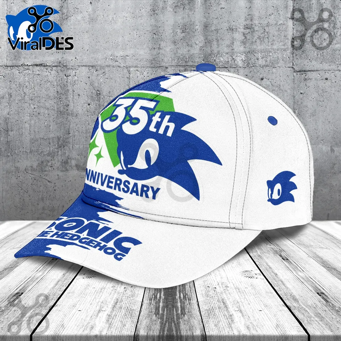 Sonic the Hedgehog 35th Anniversary Blue and White Baseball Cap Sonic the Hedgehog 35th Anniversary Blue and White Baseball Cap