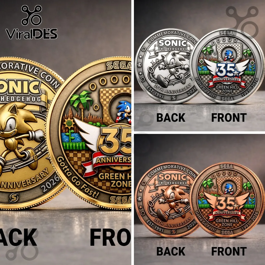 Sonic the Hedgehog 35th Anniversary Gold Commemorative Coin Sonic the Hedgehog 35th Anniversary Gold Commemorative Coin