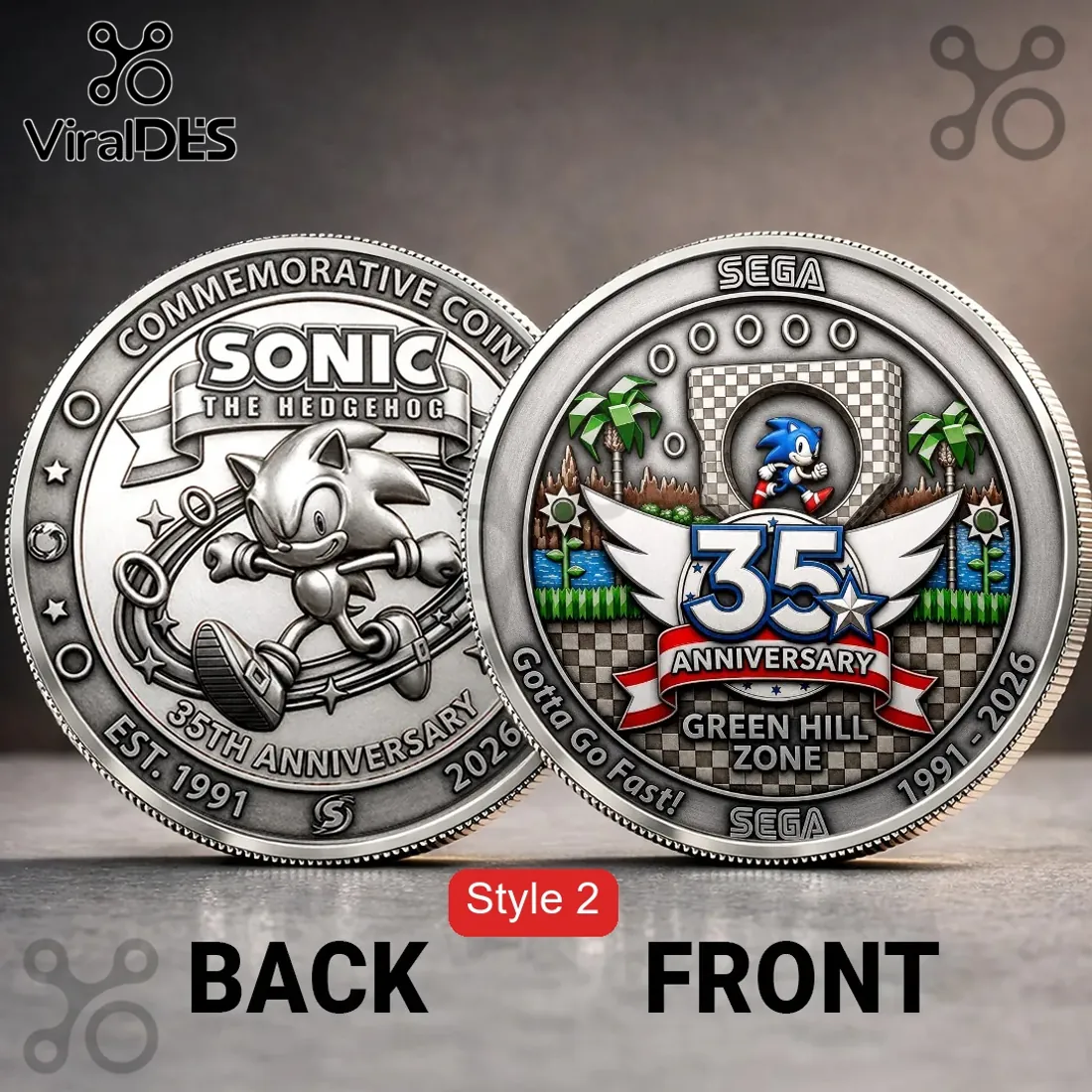 Sonic the Hedgehog 35th Anniversary Gold Commemorative Coin Sonic the Hedgehog 35th Anniversary Gold Commemorative Coin