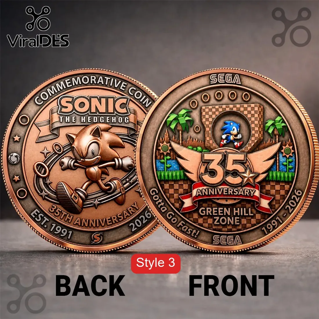 Sonic the Hedgehog 35th Anniversary Gold Commemorative Coin Sonic the Hedgehog 35th Anniversary Gold Commemorative Coin