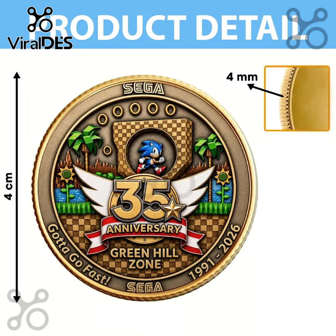 Sonic the Hedgehog 35th Anniversary Gold Commemorative Coin Sonic the Hedgehog 35th Anniversary Gold Commemorative Coin