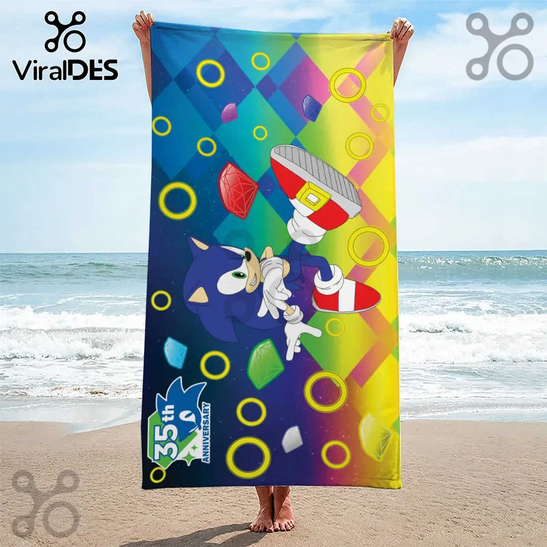 Sonic the Hedgehog 35th Anniversary Illustrated Beach Towel Sonic the Hedgehog 35th Anniversary Illustrated Beach Towel