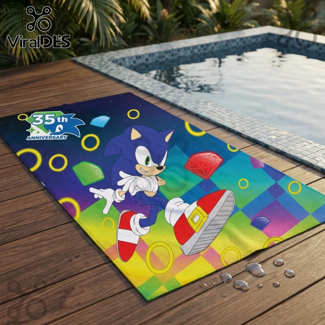 Sonic the Hedgehog 35th Anniversary Illustrated Beach Towel Sonic the Hedgehog 35th Anniversary Illustrated Beach Towel