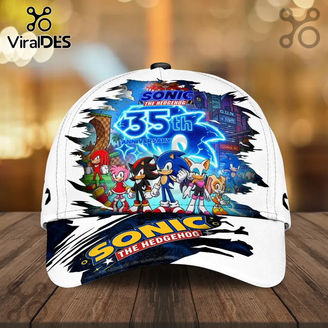 Sonic The Hedgehog 35th Anniversary White Baseball Cap Sonic The Hedgehog 35th Anniversary White Baseball Cap