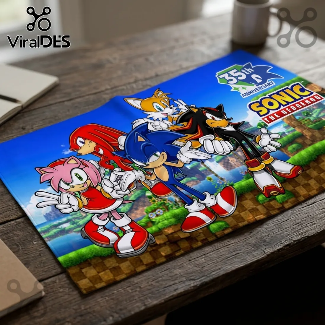 Sonic The Hedgehog Characters 35th Anniversary Beach Towel Sonic The Hedgehog Characters 35th Anniversary Beach Towel