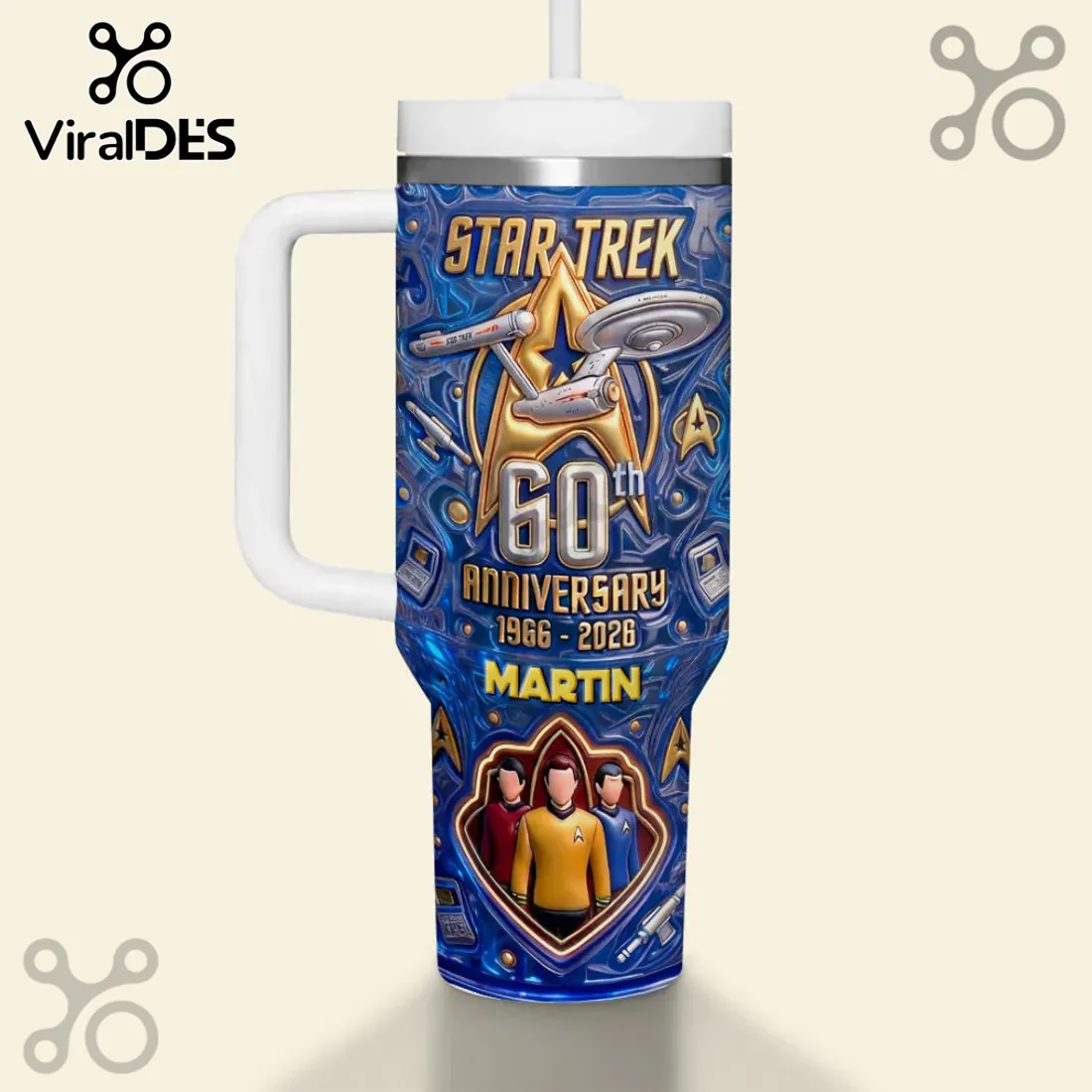 Star Trek 60th Anniversary Embossed Navy Blue Tumbler Star Trek 60th Anniversary Embossed Navy Blue Tumbler