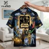 Star Wars 50th Anniversary Black Short Sleeve Button-Down Shirt Star Wars 50th Anniversary Black Short Sleeve Button-Down Shirt